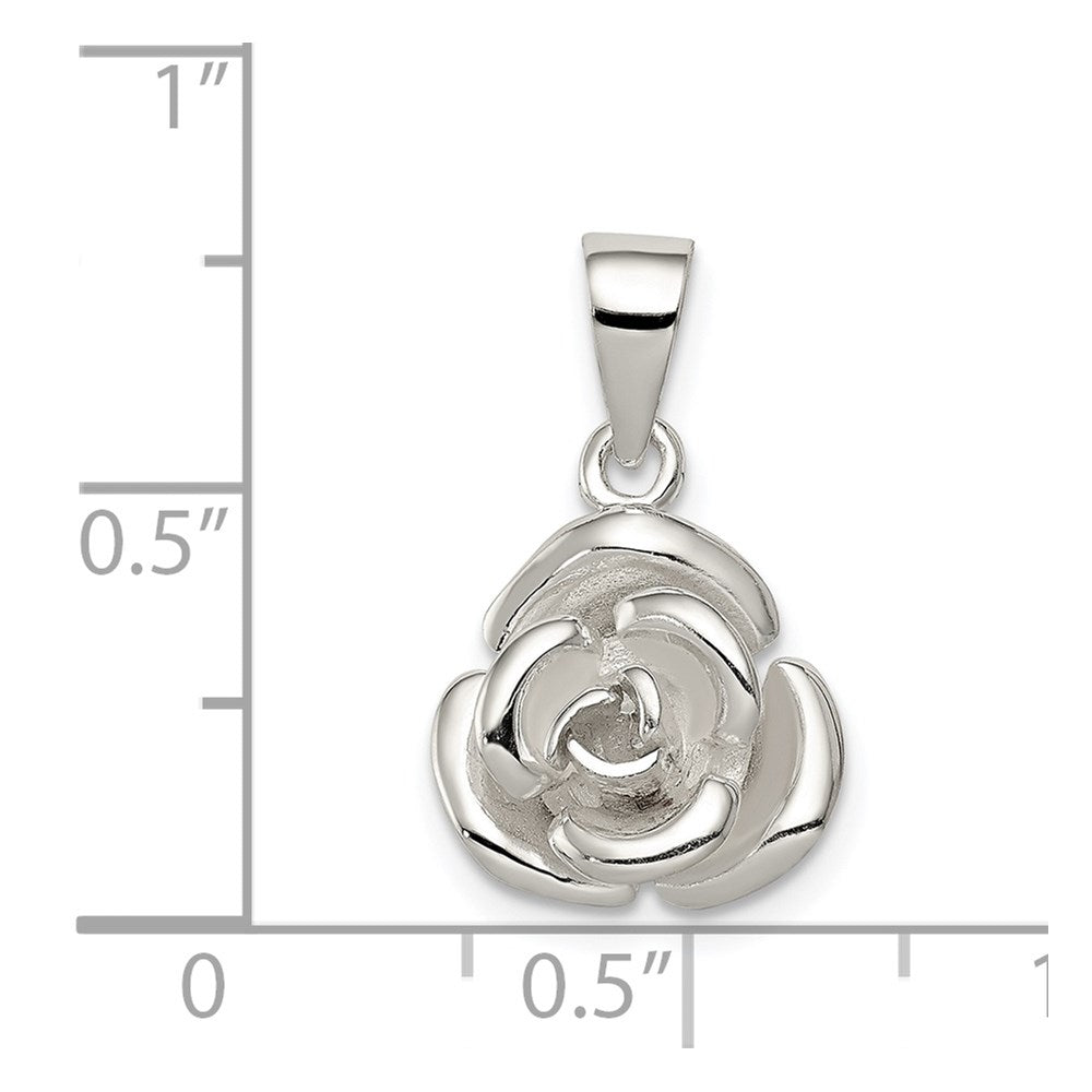 Sterling Silver Rose Pendant QC7548
