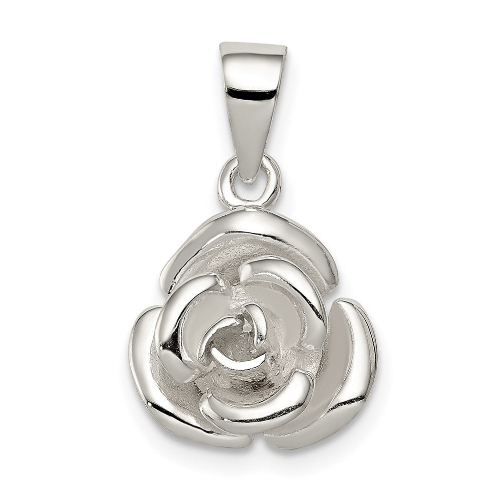 Sterling Silver Rose Pendant QC7548