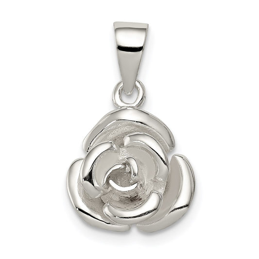 Sterling Silver Rose Pendant QC7548