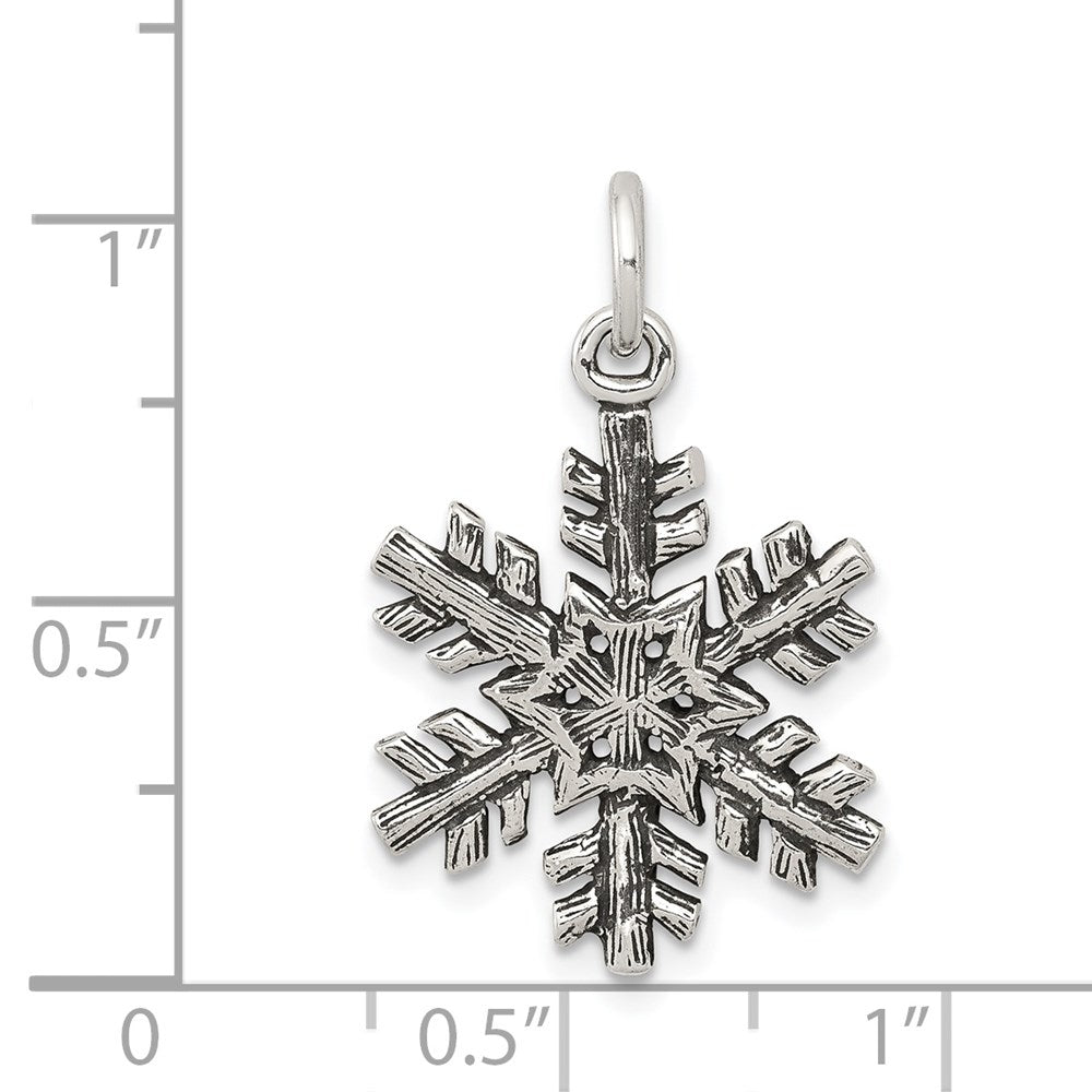 Sterling Silver Antiqued Snow Flake Charm QC7574