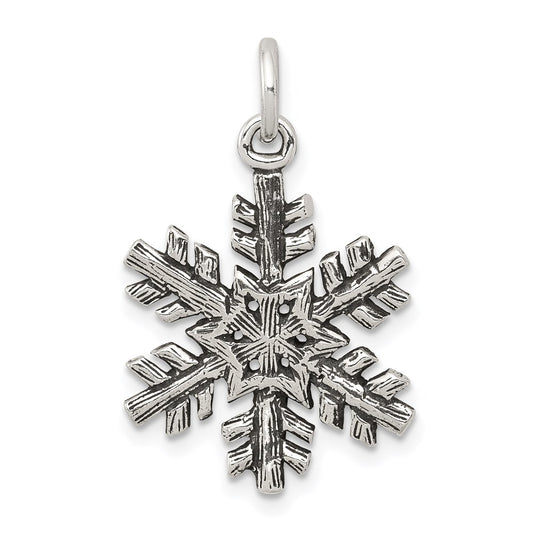 Sterling Silver Antiqued Snow Flake Charm QC7574