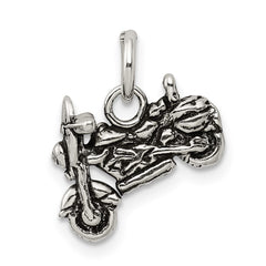 Sterling Silver Antiqued Motorcycle Charm QC7586