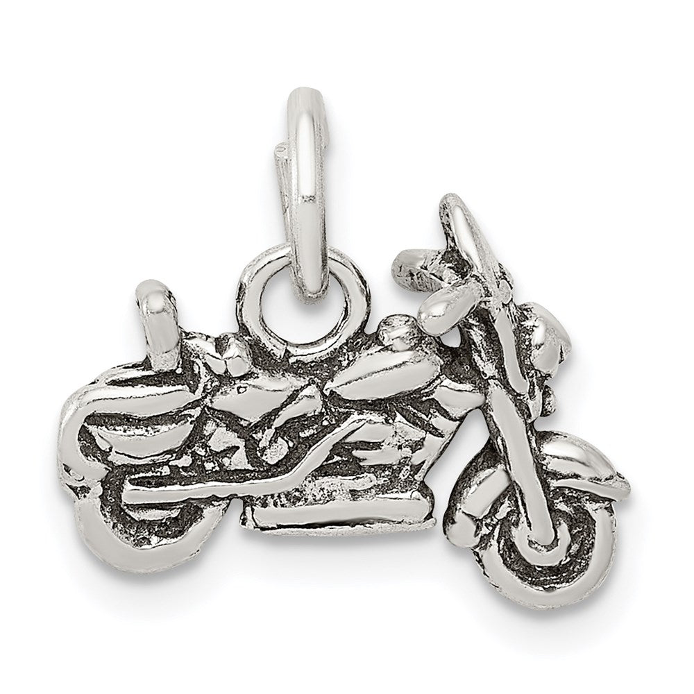 Sterling Silver Antiqued Motorcycle Charm QC7586