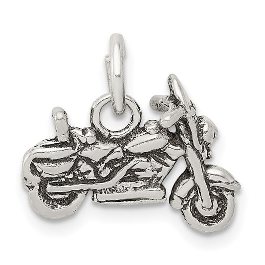 Sterling Silver Antiqued Motorcycle Charm QC7586