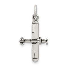 Sterling Silver Antiqued Airplane Charm QC7591