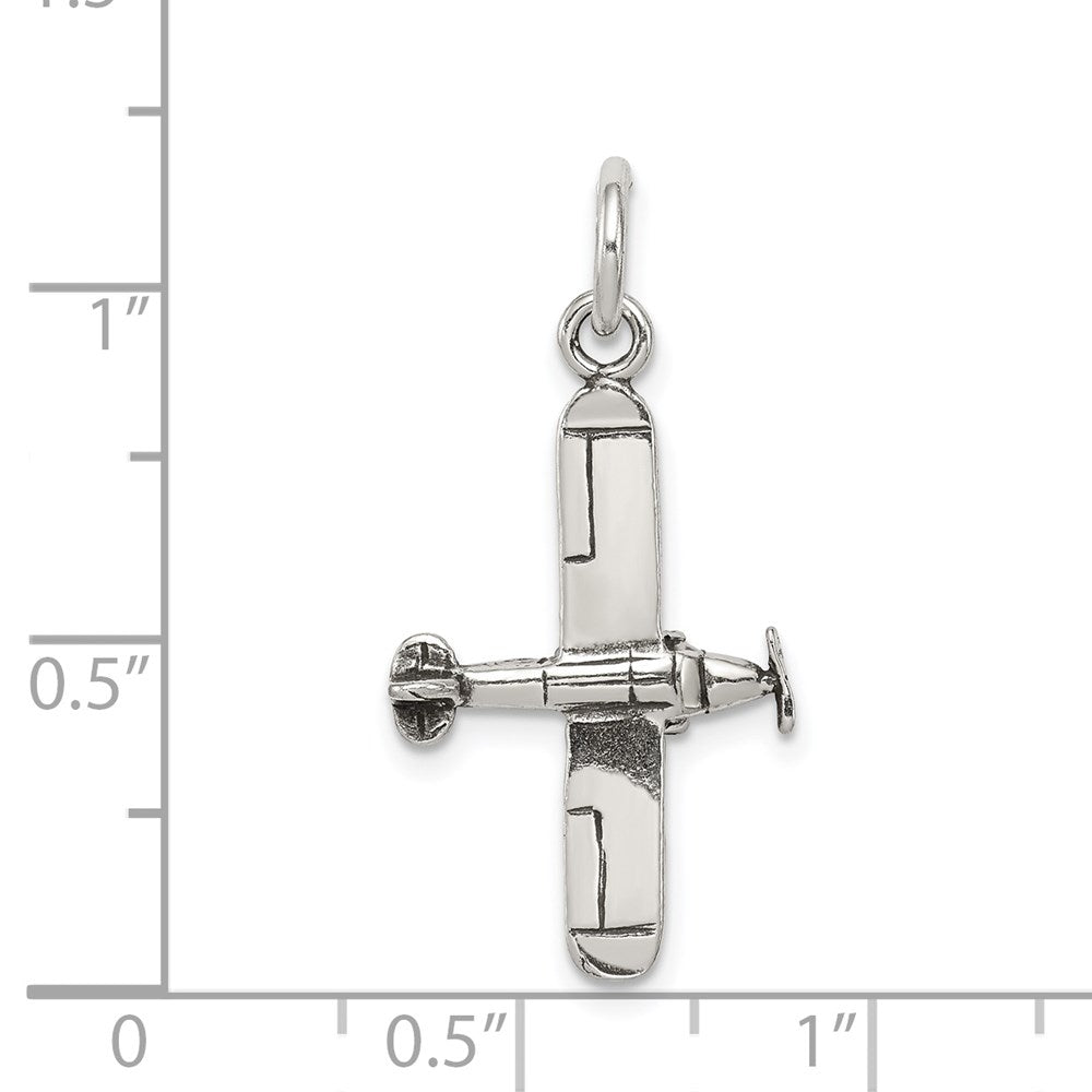 Sterling Silver Antiqued Airplane Charm QC7591