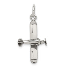 Sterling Silver Antiqued Airplane Charm QC7591