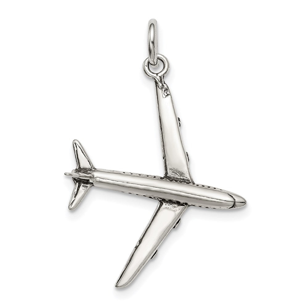 Sterling Silver Antiqued Airplane Charm QC7592