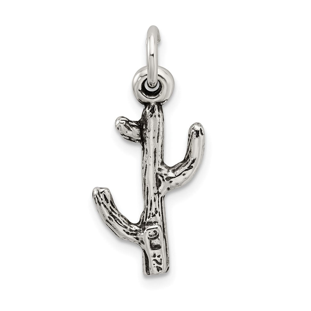 Sterling Silver Antiqued Cactus Charm QC7605