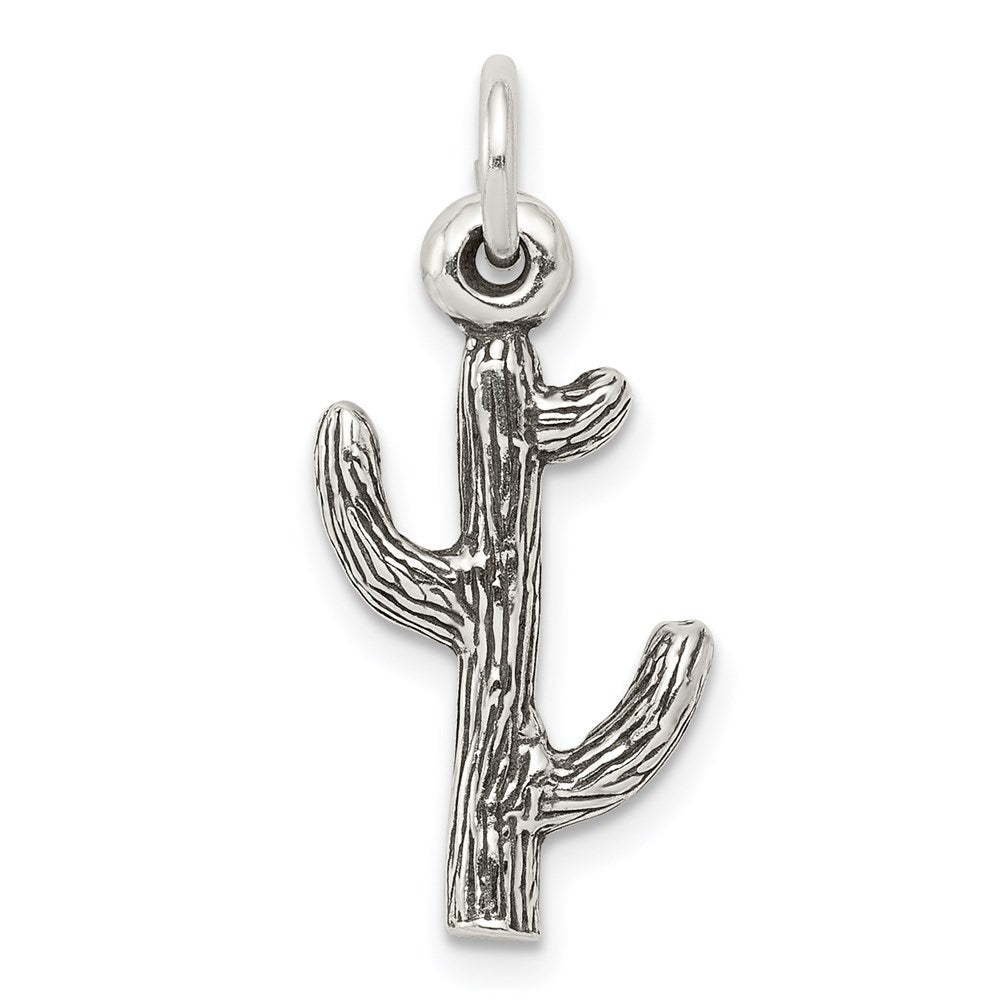 Sterling Silver Antiqued Cactus Charm QC7605