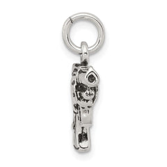 Sterling Silver Antiqued Pistol Charm QC7610