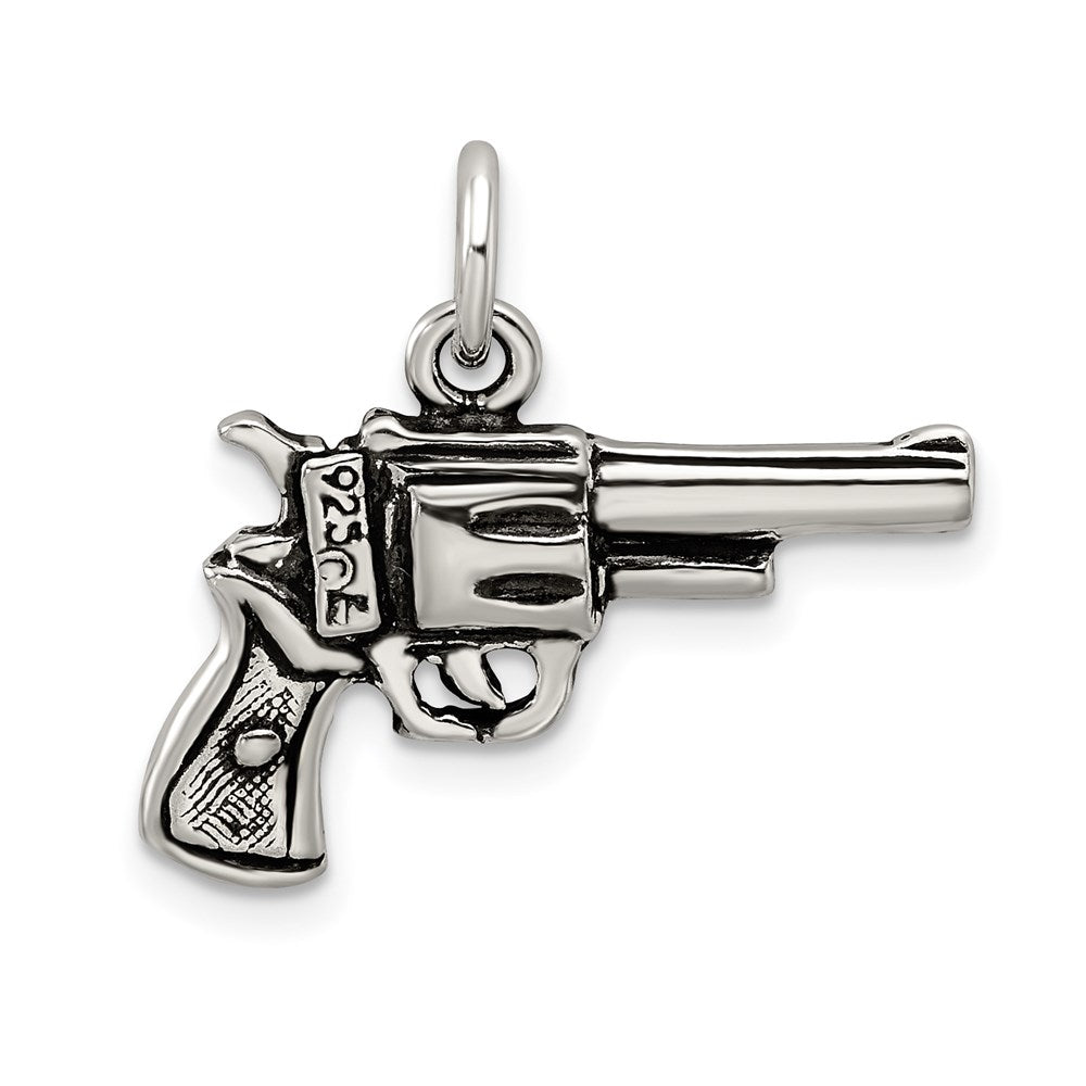 Sterling Silver Antiqued Pistol Charm QC7610