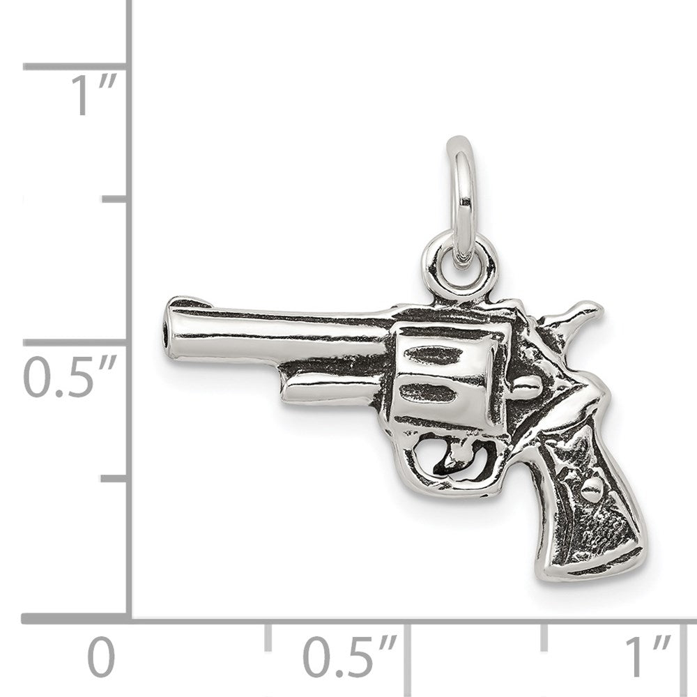 Sterling Silver Antiqued Pistol Charm QC7610