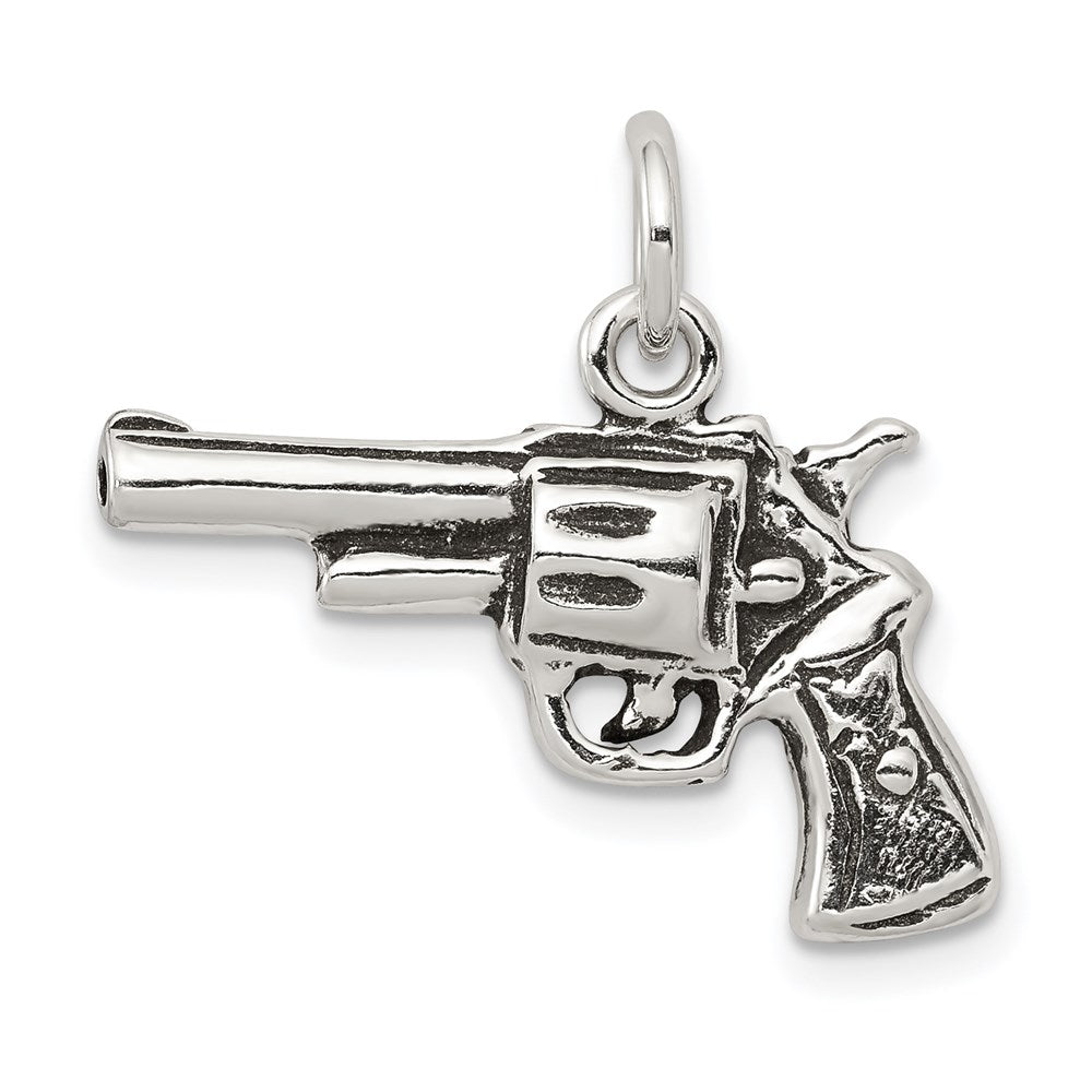 Sterling Silver Antiqued Pistol Charm QC7610