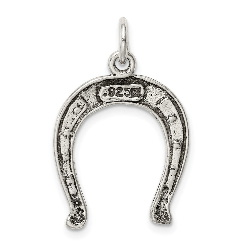 Sterling Silver Antiqued Horseshoe Charm QC7616