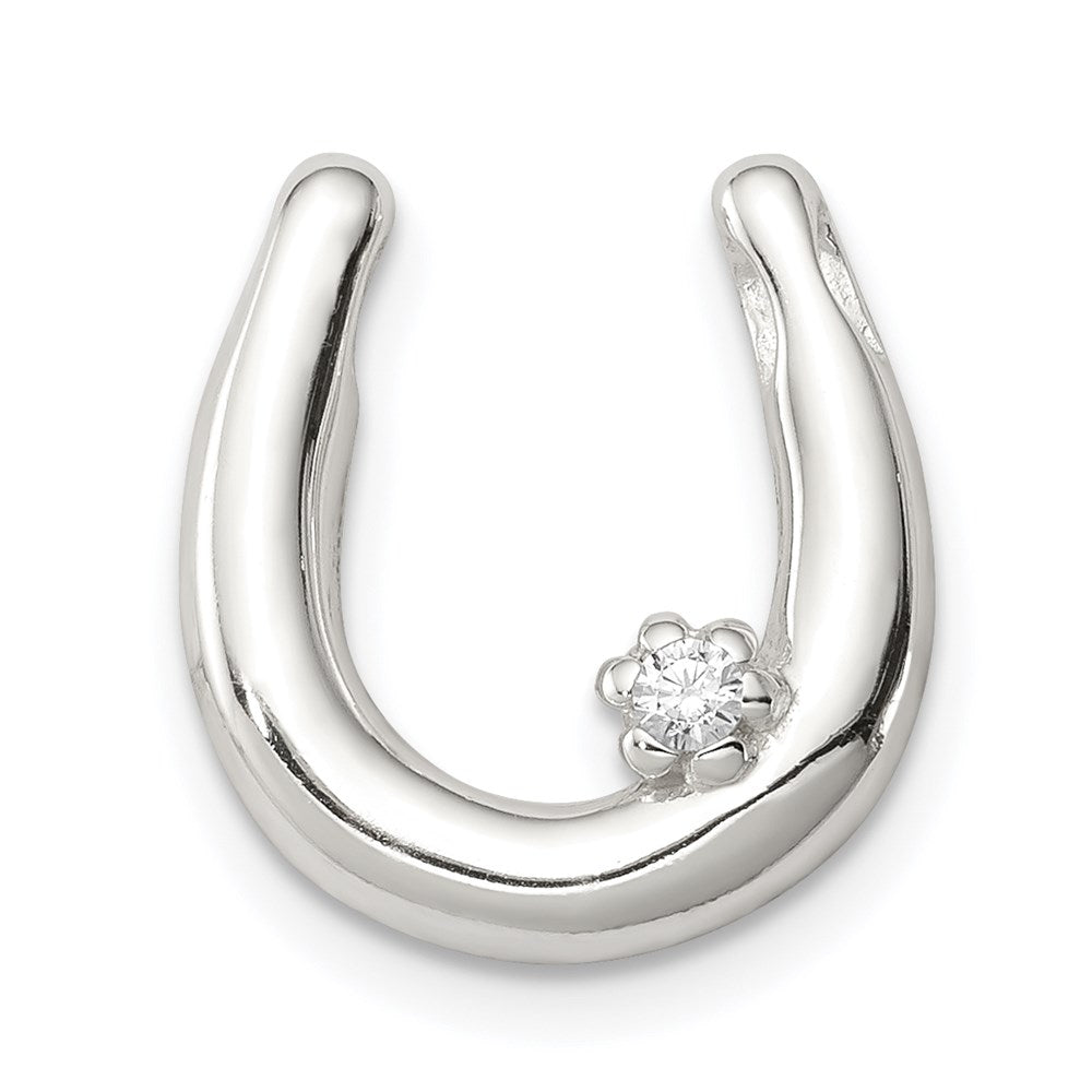 Sterling Silver CZ Horseshoe Pendant QC7617