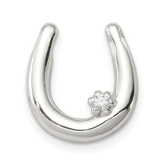 Sterling Silver CZ Horseshoe Pendant QC7617