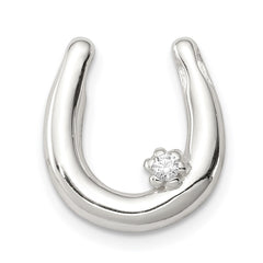 Sterling Silver CZ Horseshoe Pendant QC7617