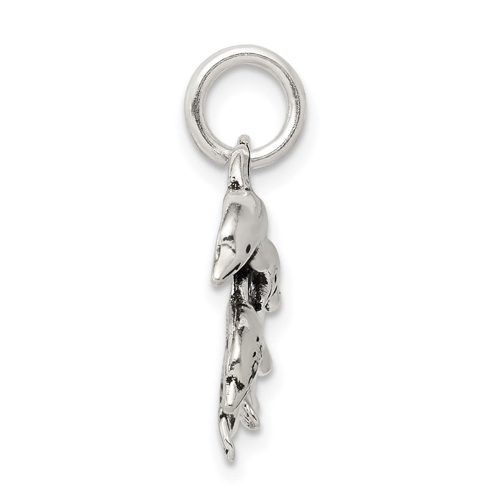 Sterling Silver Antiqued Dolphin Charm QC7662