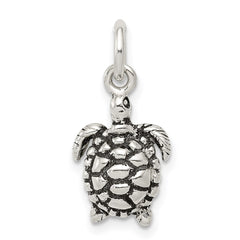 Sterling Silver Antiqued Turtle Charm QC7667
