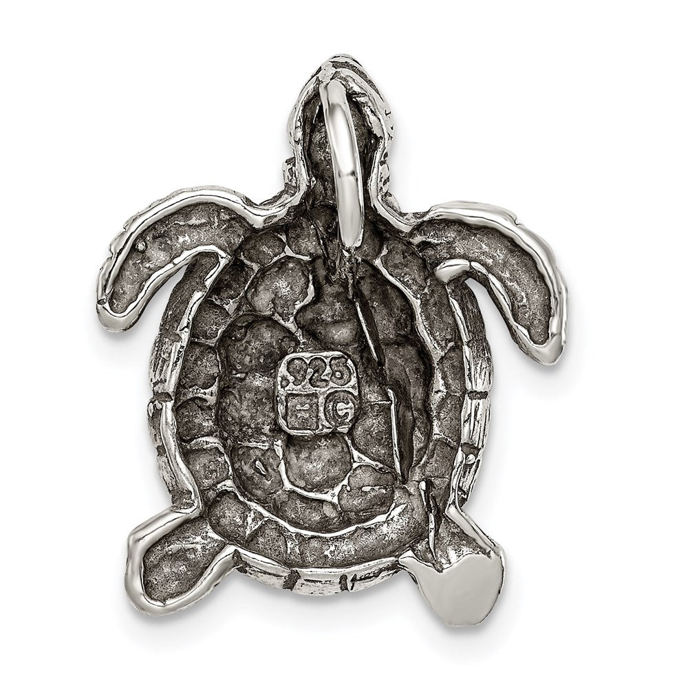 Sterling Silver Antiqued Turtle Charm QC7671