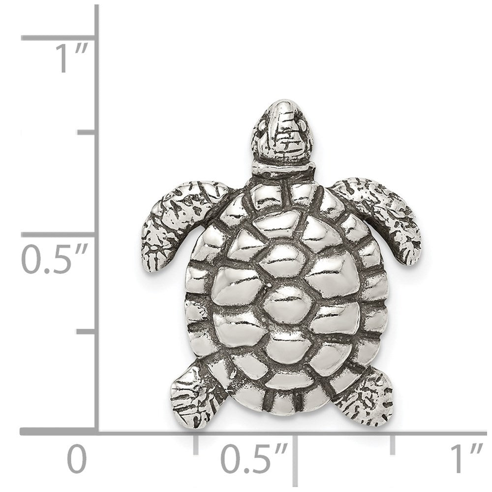 Sterling Silver Antiqued Turtle Charm QC7671