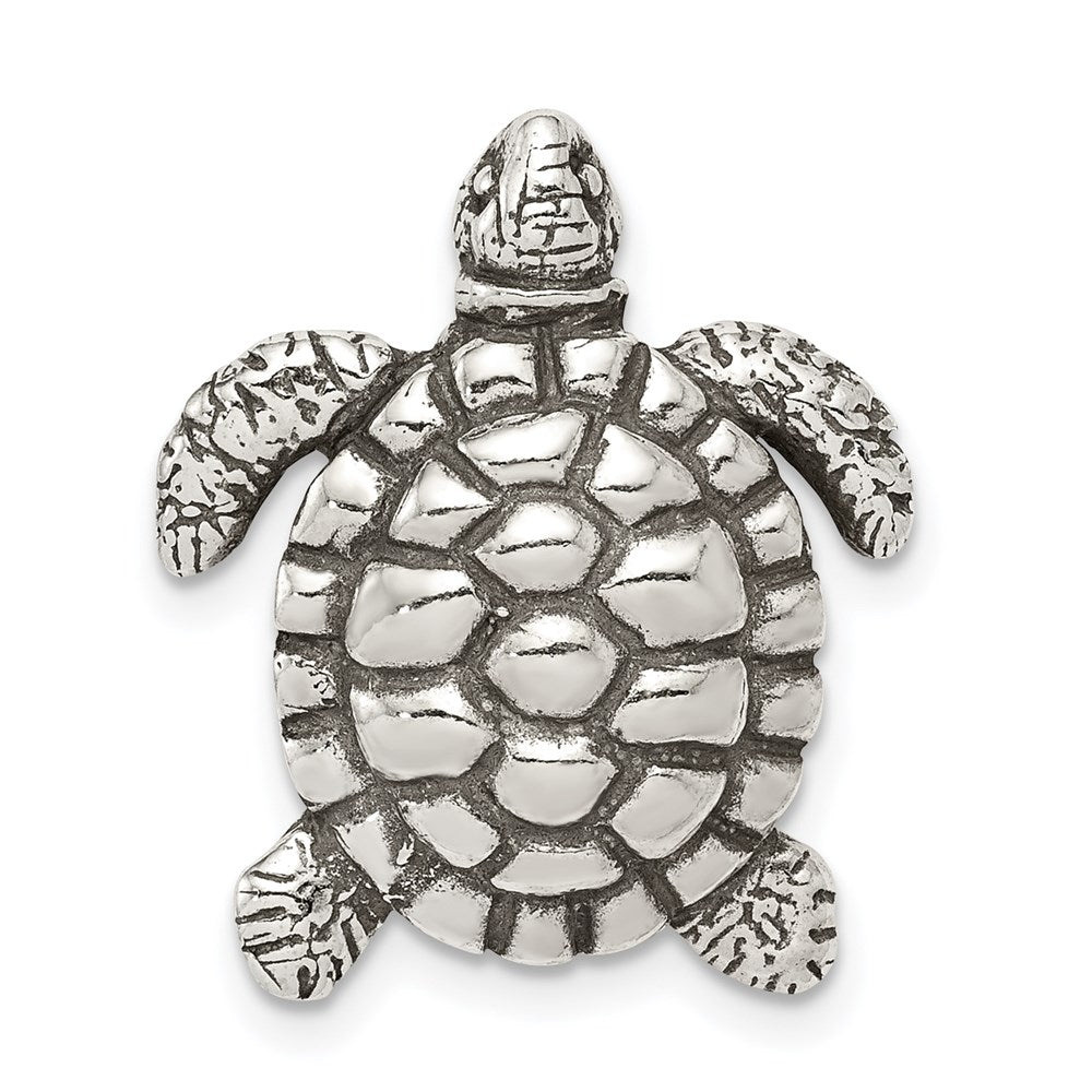 Sterling Silver Antiqued Turtle Charm QC7671