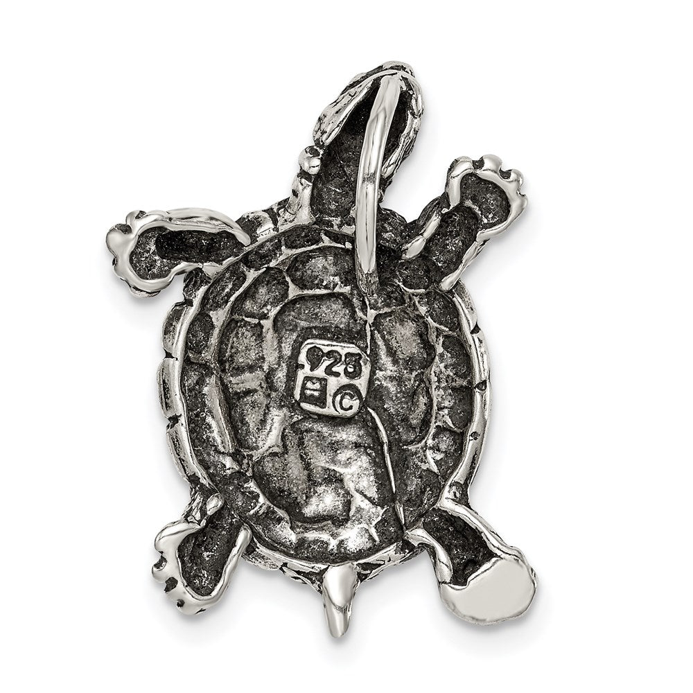 Sterling Silver Antiqued Turtle Charm QC7672
