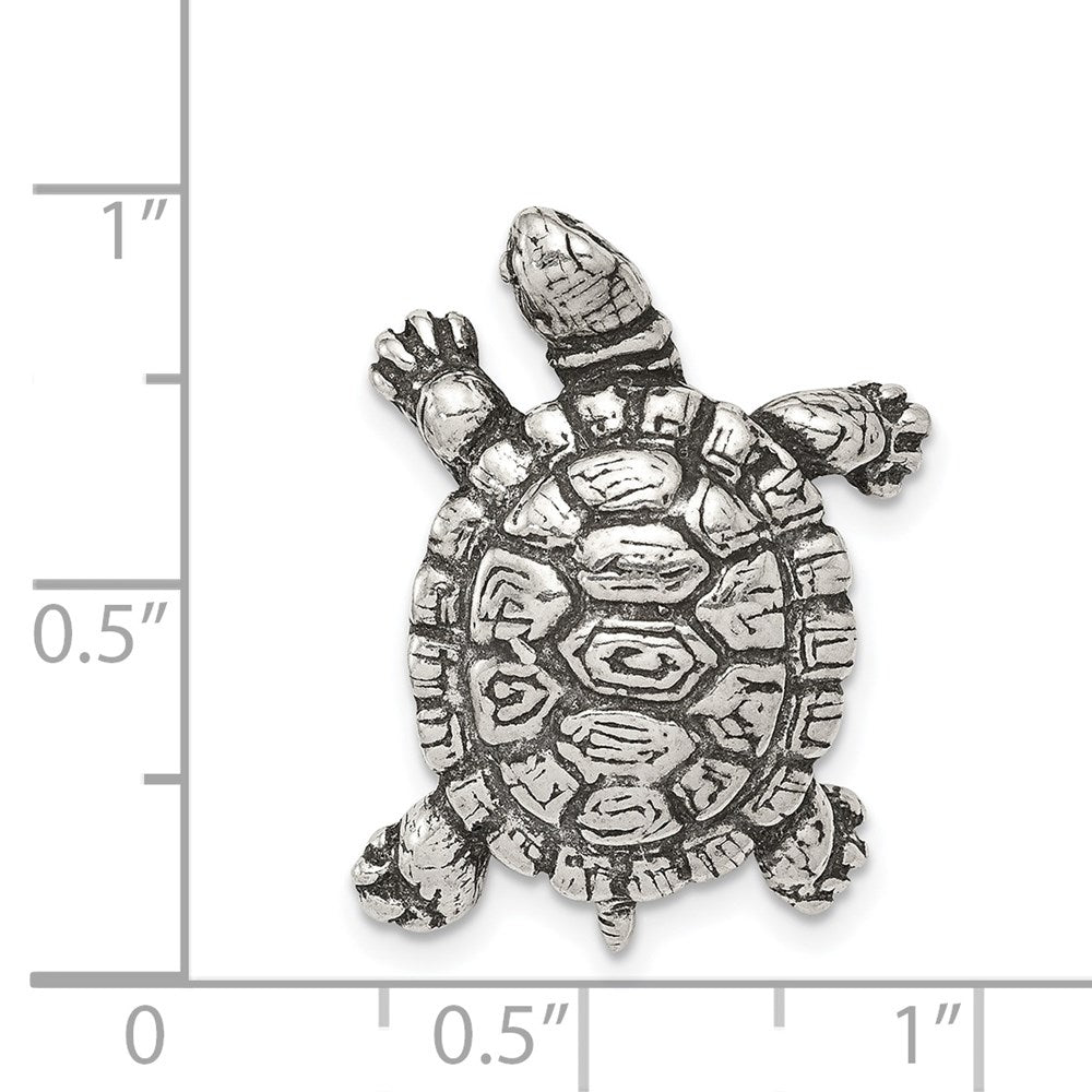 Sterling Silver Antiqued Turtle Charm QC7672