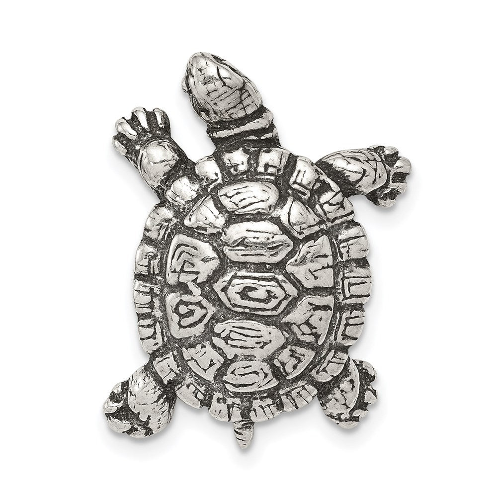 Sterling Silver Antiqued Turtle Charm QC7672