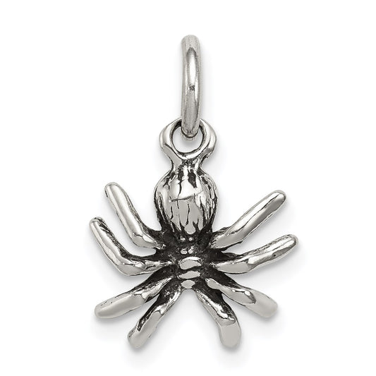 Sterling Silver Antiqued Spider Charm QC7679