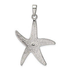 Sterling Silver Rhodium-plated Blue Inlay Created Opal Starfish Pendant QC7691