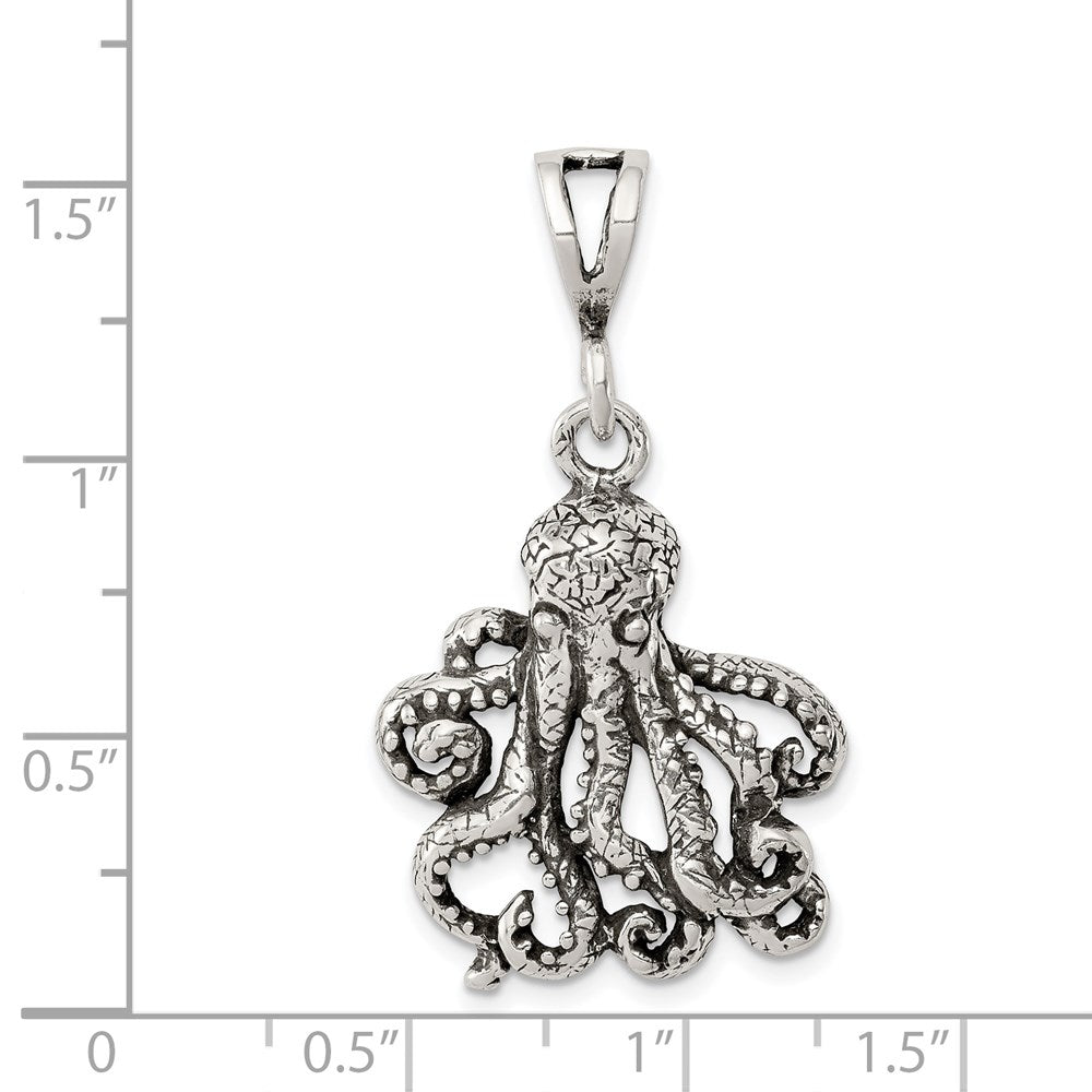 Sterling Silver Antiqued Octopus Charm QC7703