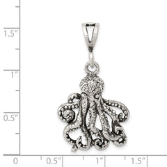 Sterling Silver Antiqued Octopus Charm QC7703