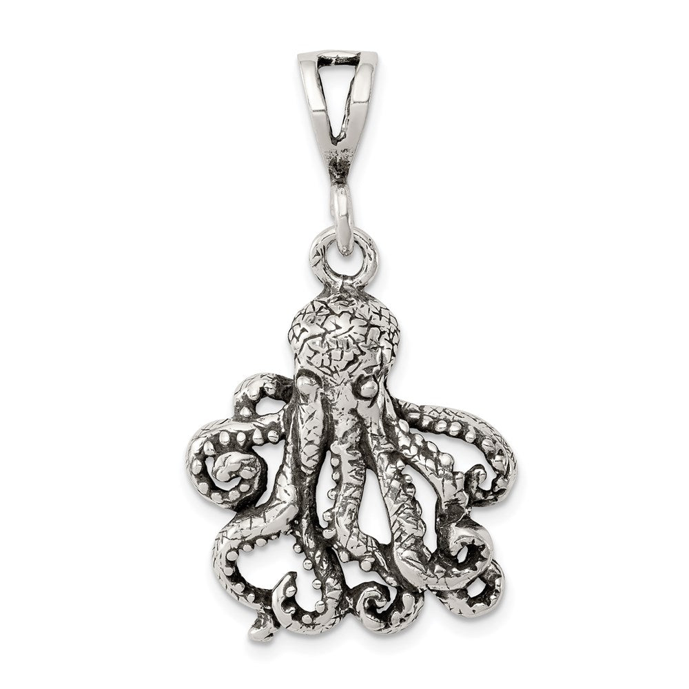 Sterling Silver Antiqued Octopus Charm QC7703