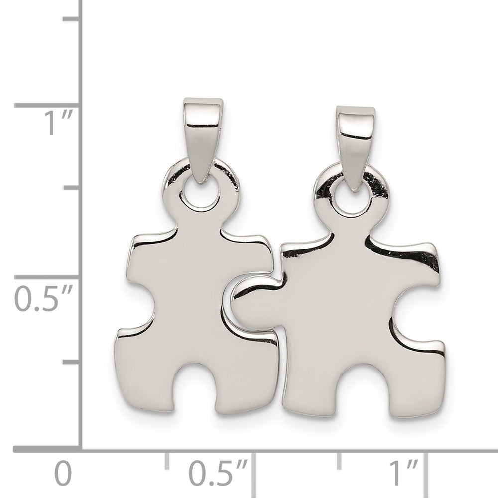 Sterling Silver Polished Puzzle Pieces Pendant QC7719
