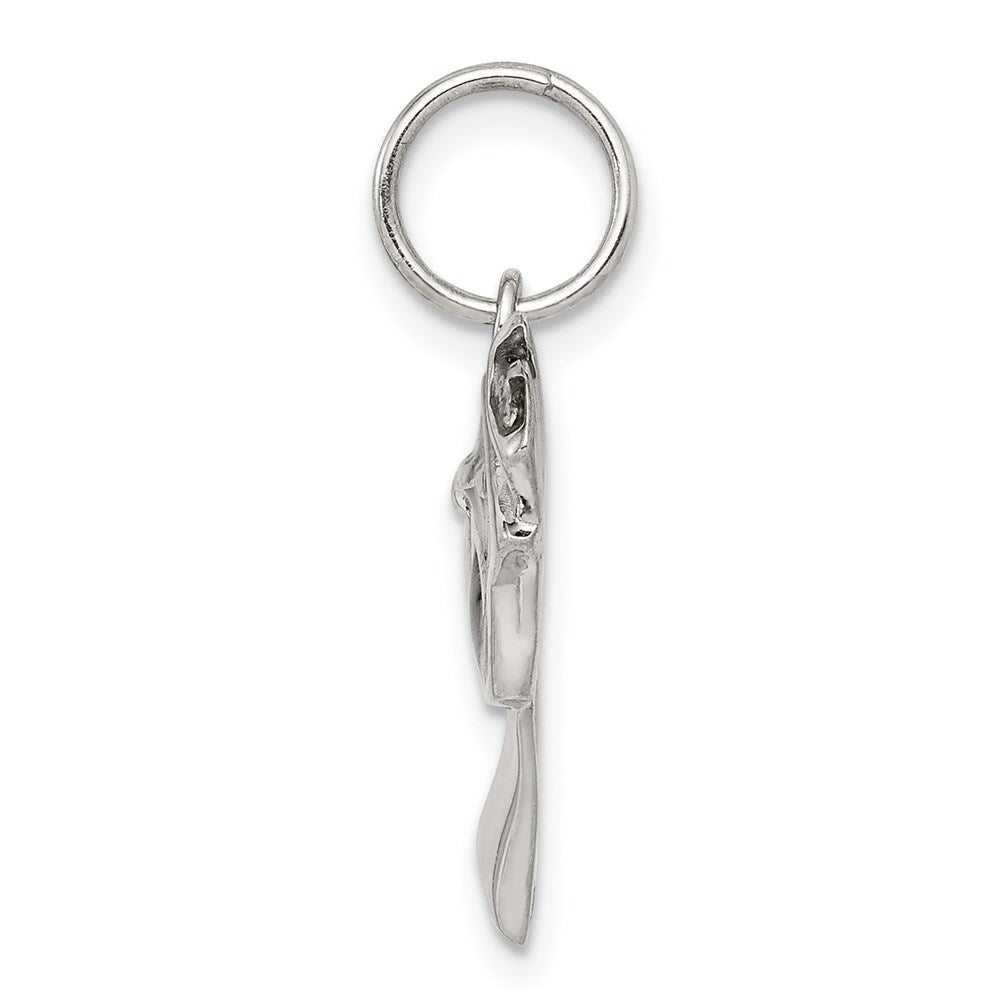 Sterling Silver Rhod-pltd Black Enamel Graduation Cap/Diploma Charm QC7755