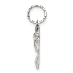 Sterling Silver Rhod-pltd Black Enamel Graduation Cap/Diploma Charm QC7755