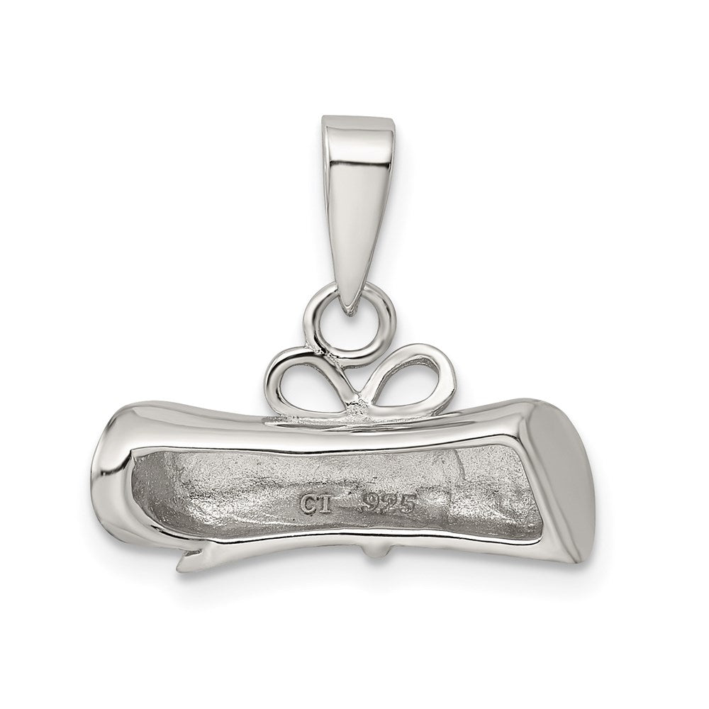 Sterling Silver Rhodium-plated Rolled-Up Diploma Charm QC7756