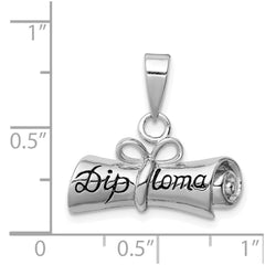 Sterling Silver Rhodium-plated Rolled-Up Diploma Charm QC7756