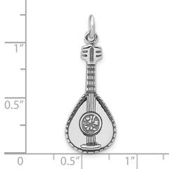 Sterling Silver Antiqued 3D Mandolin Charm QC7762