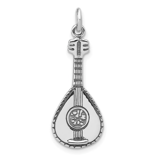 Sterling Silver Antiqued 3D Mandolin Charm QC7762