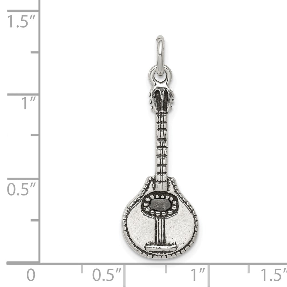 Sterling Silver Antiqued Mandolin Charm QC7763