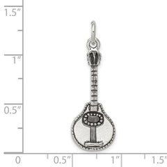 Sterling Silver Antiqued Mandolin Charm QC7763