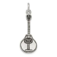 Sterling Silver Antiqued Mandolin Charm QC7763