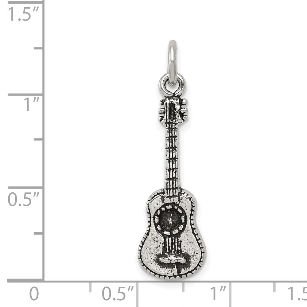 Sterling Silver Antiqued Acoustic Guitar Charm QC7765