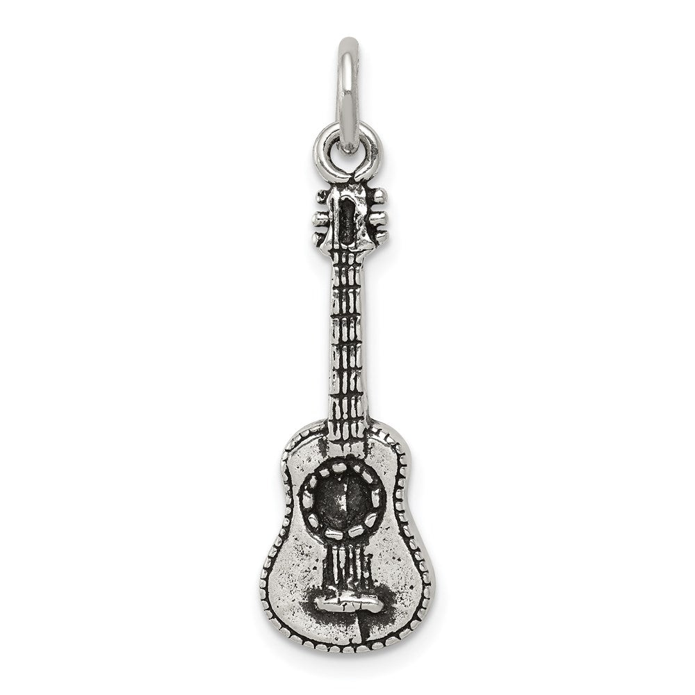 Sterling Silver Antiqued Acoustic Guitar Charm QC7765