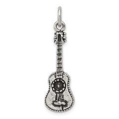 Sterling Silver Antiqued Acoustic Guitar Charm QC7765