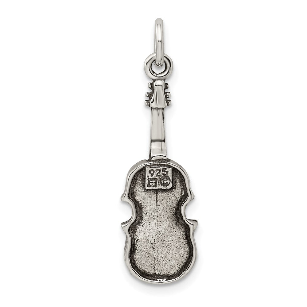 Sterling Silver Antiqued Viola Charm QC7766