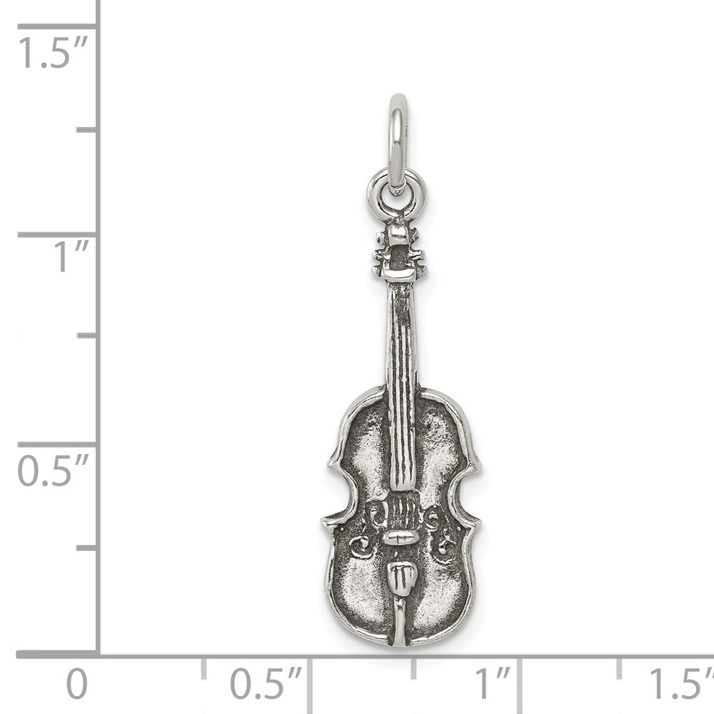 Sterling Silver Antiqued Viola Charm QC7766